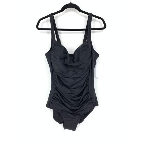 Swimsuits For All Swimsuit Women's Size 18 Ruched Front One Piece Black NEW - Picture 1 of 6